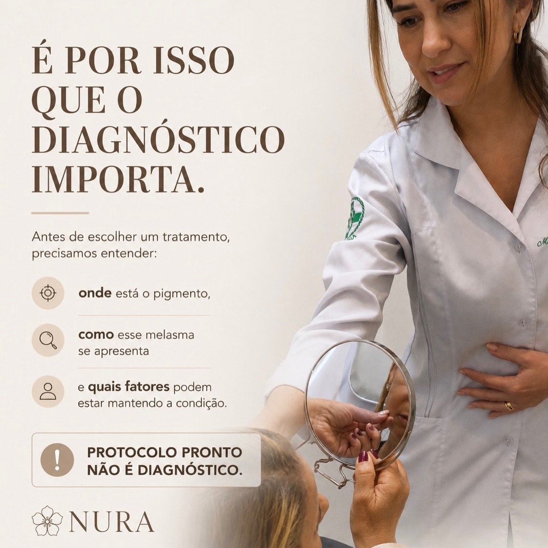 Profissional da NURA avaliando a pele de uma paciente